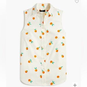 J Crew Factory Sleeveless Poplin Shirt in Signature Fit